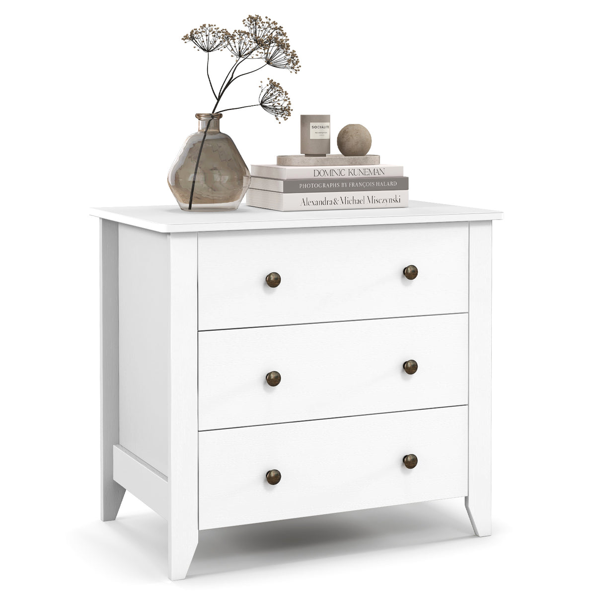 3 Drawer Dresser Chest, White