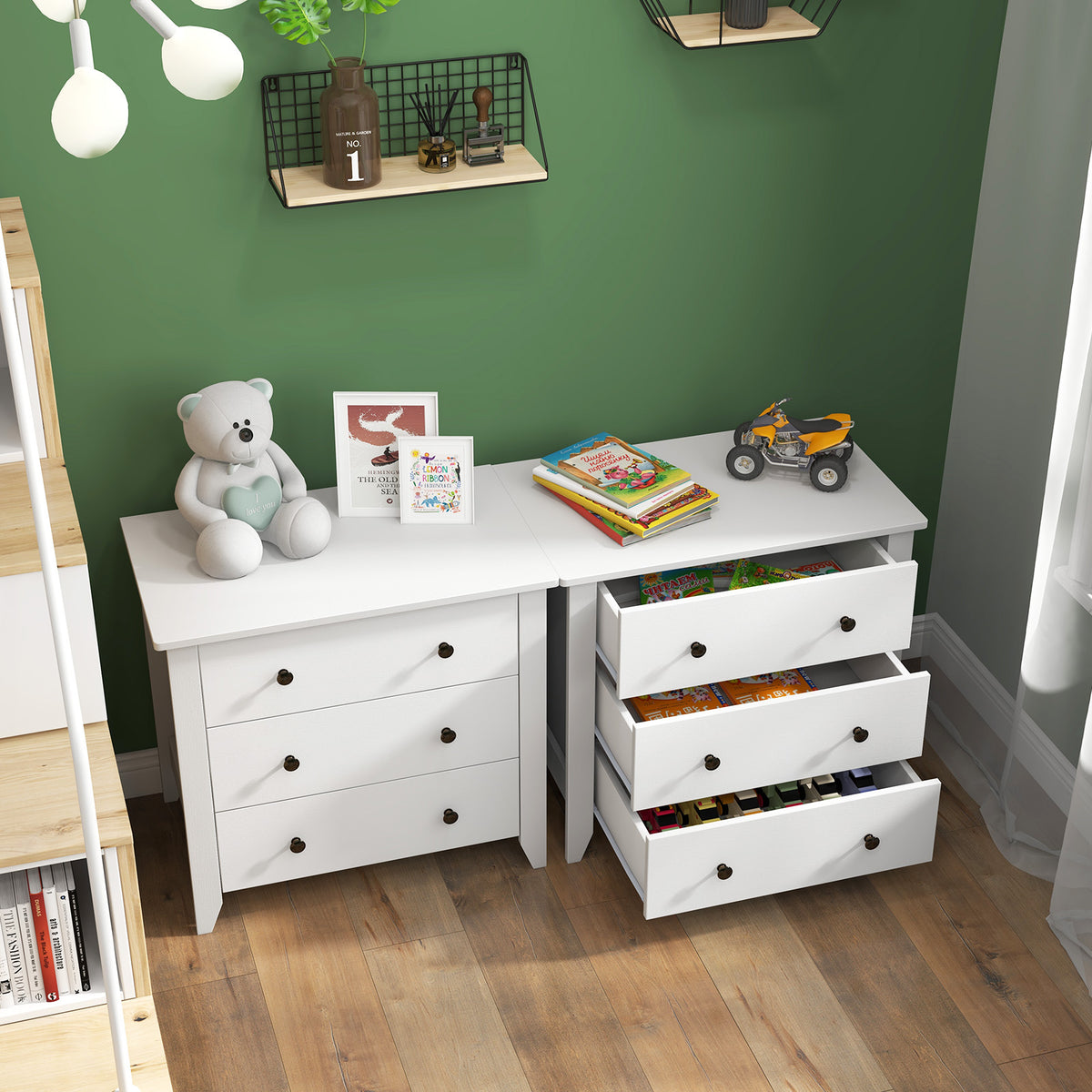 3 Drawer Dresser Chest, White