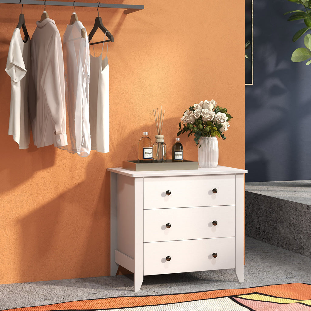3 Drawer Dresser Chest, White