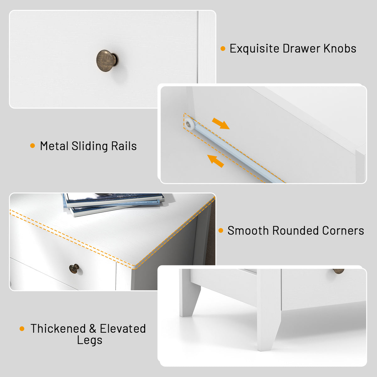 3 Drawer Dresser Chest, White