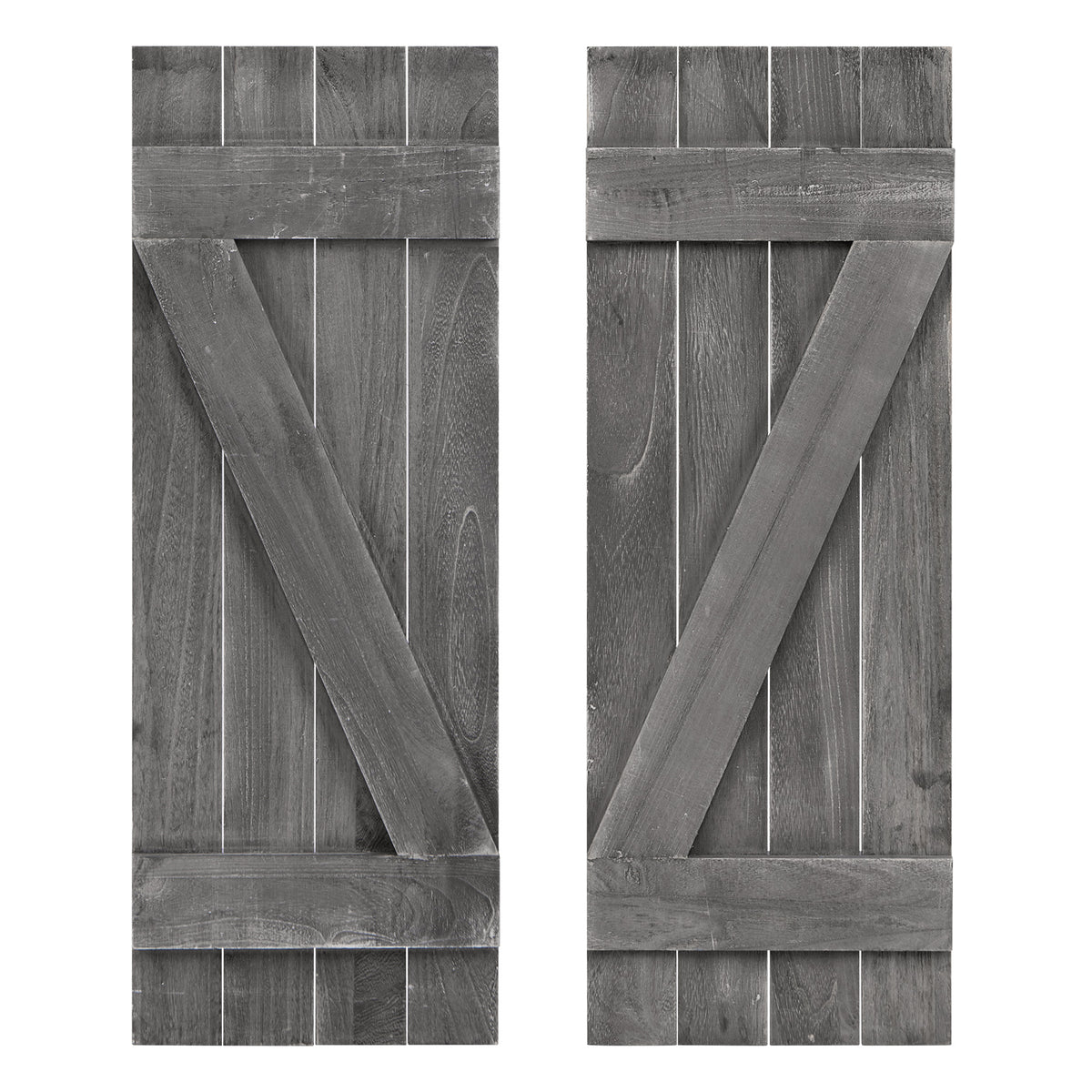 Farmhouse Paulownia Wood Window Shutters Set of 2 - Light Brown, 36x13 Inch
