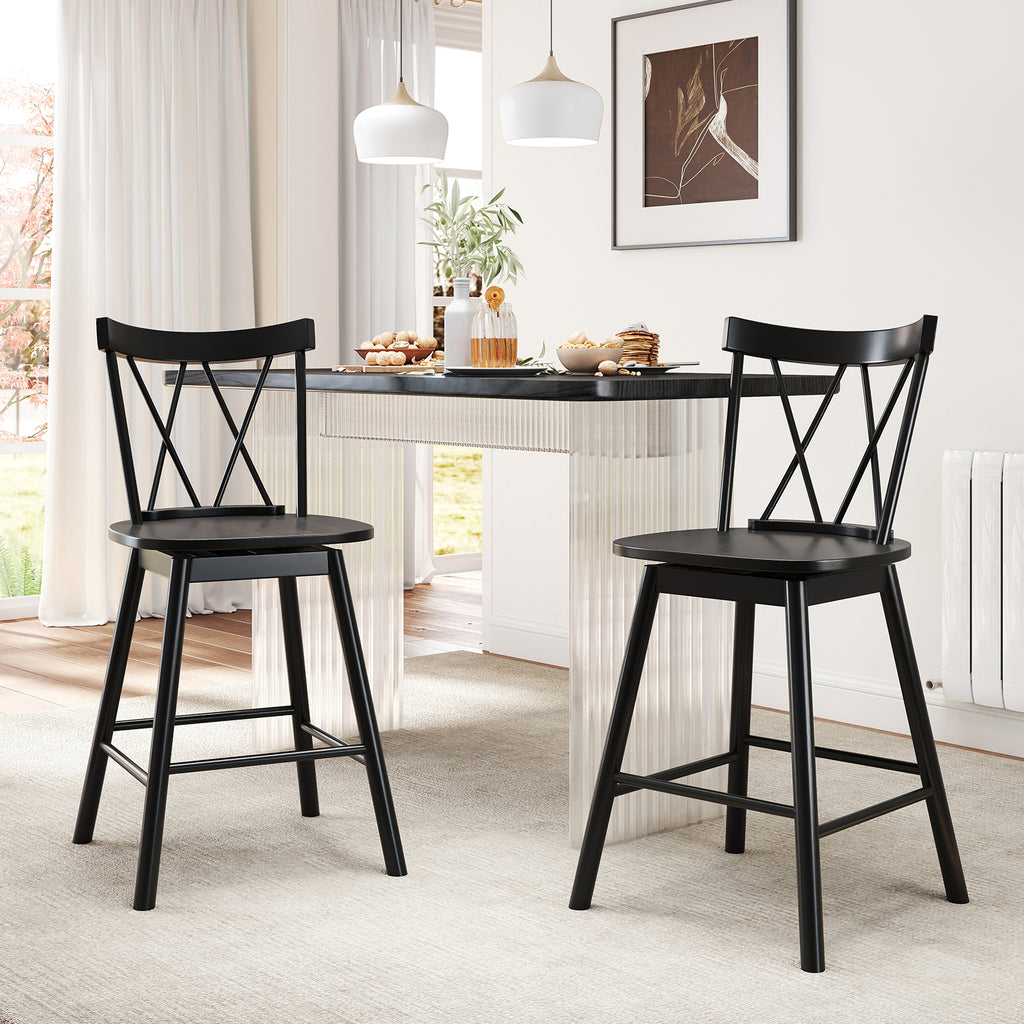 Set of 2 Windsor Bar Stools 24" - Ergonomic Backrest
