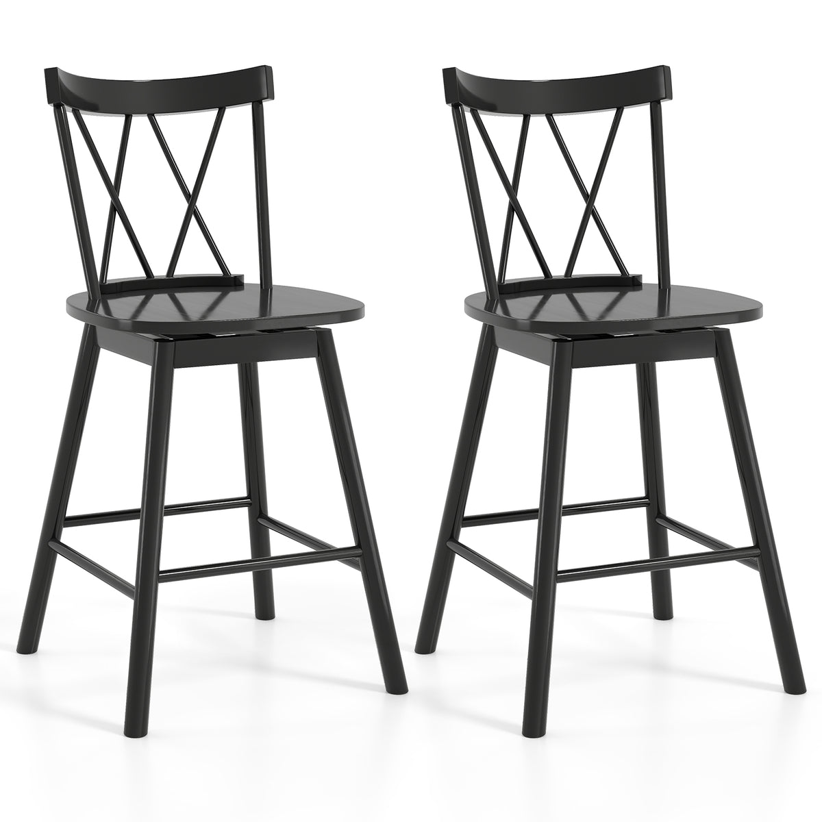 Windsor Bar Stool Set of 2 with Ergonomic Backrest - 24 inches