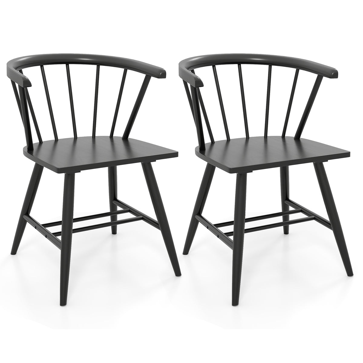 Windsor Dining Chair Set of 2, Black – Mid-Century Modern