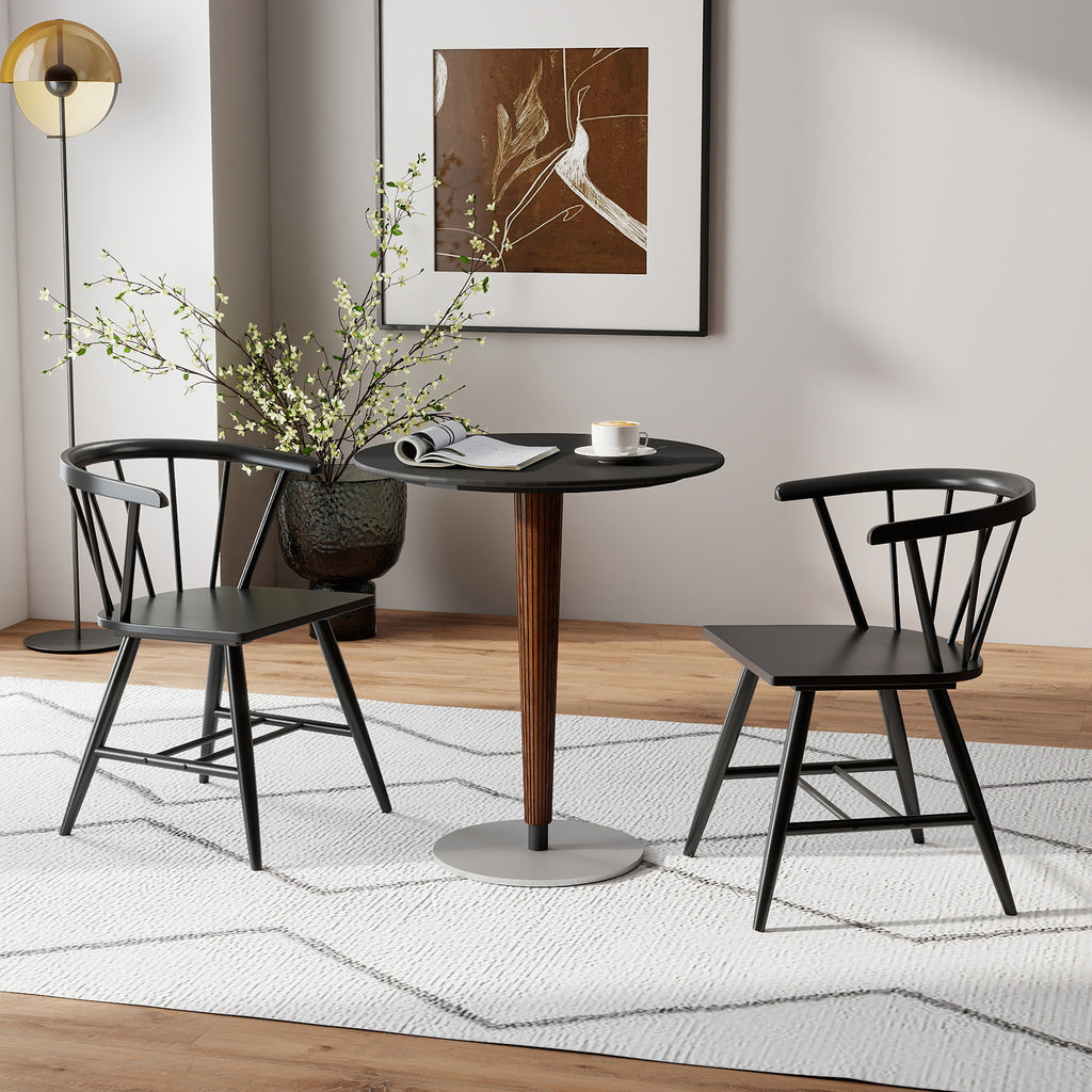 Windsor Dining Chair Set of 2, Black – Mid-Century Modern