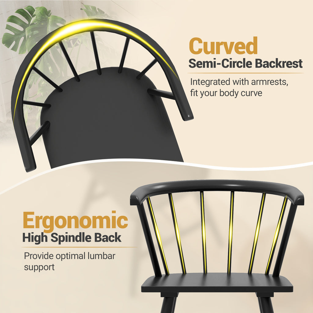 Windsor Dining Chair Set of 2, Black – Mid-Century Modern