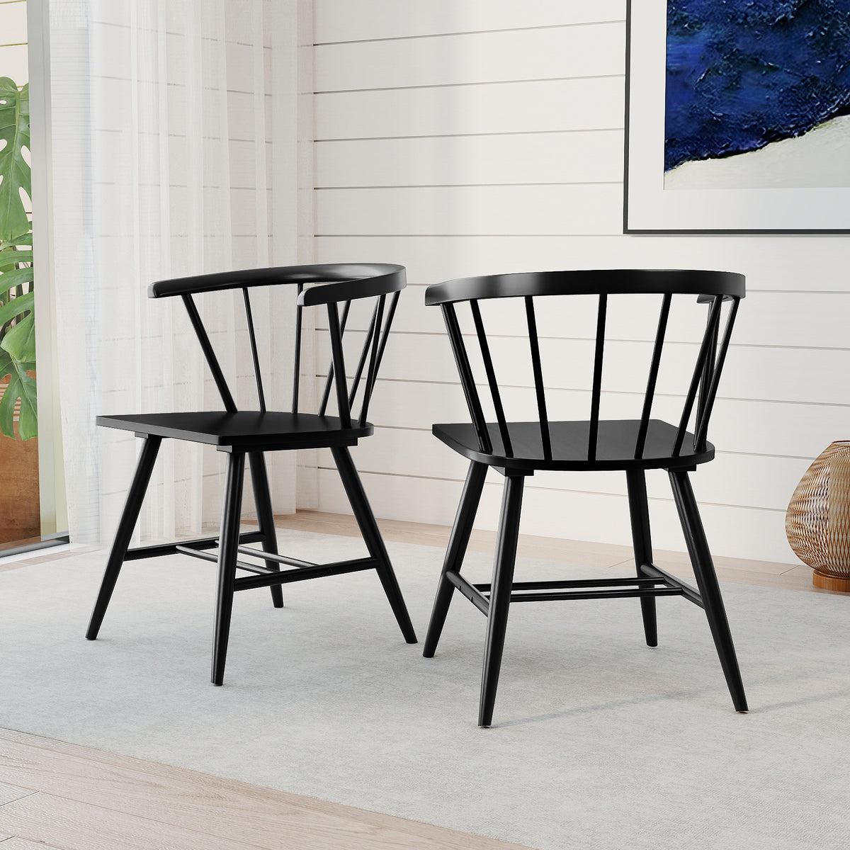 Windsor Dining Chair Set of 4, Black – Mid-Century Modern