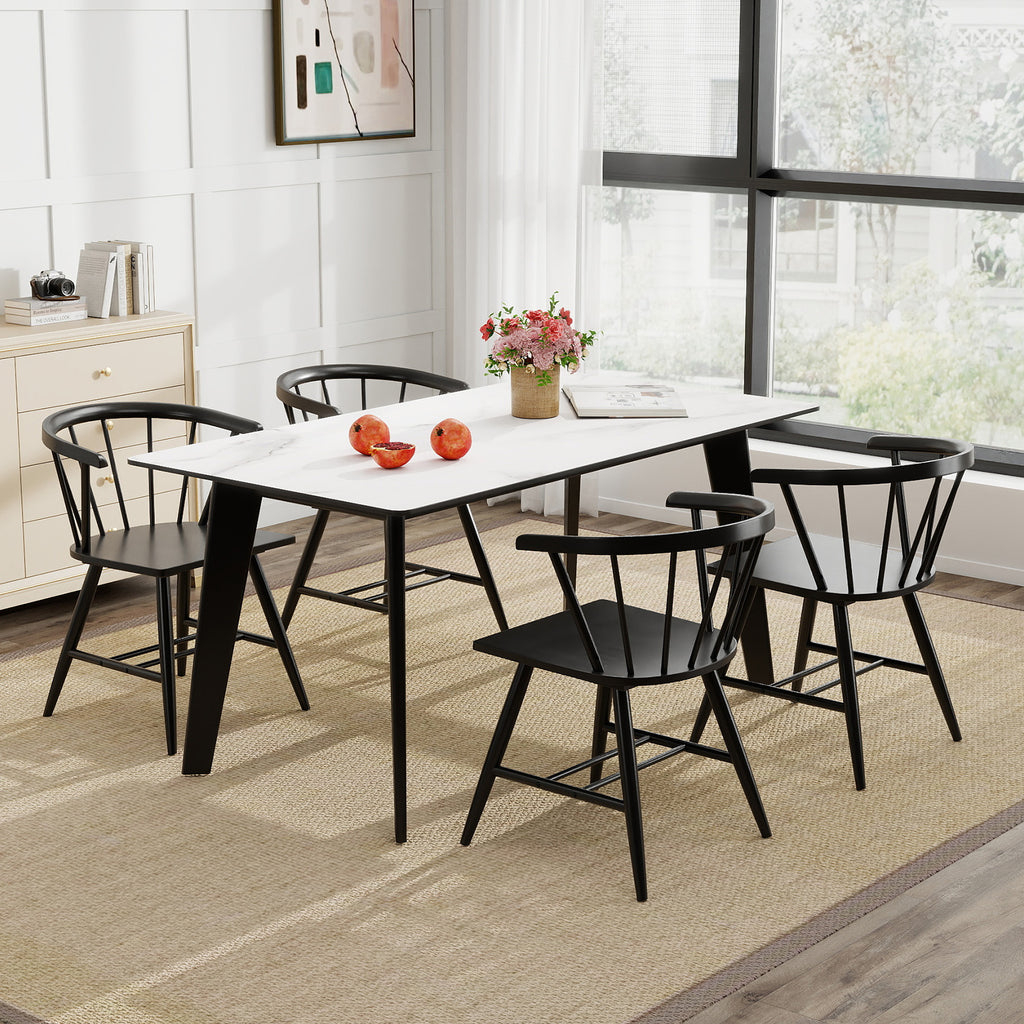 Windsor Dining Chair Set of 4, Black – Mid-Century Modern