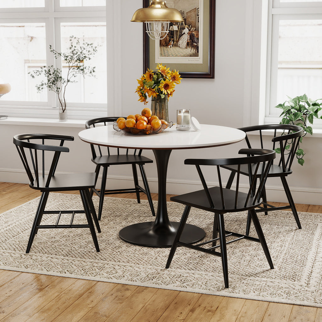Windsor Dining Chair Set of 4, Black – Mid-Century Modern