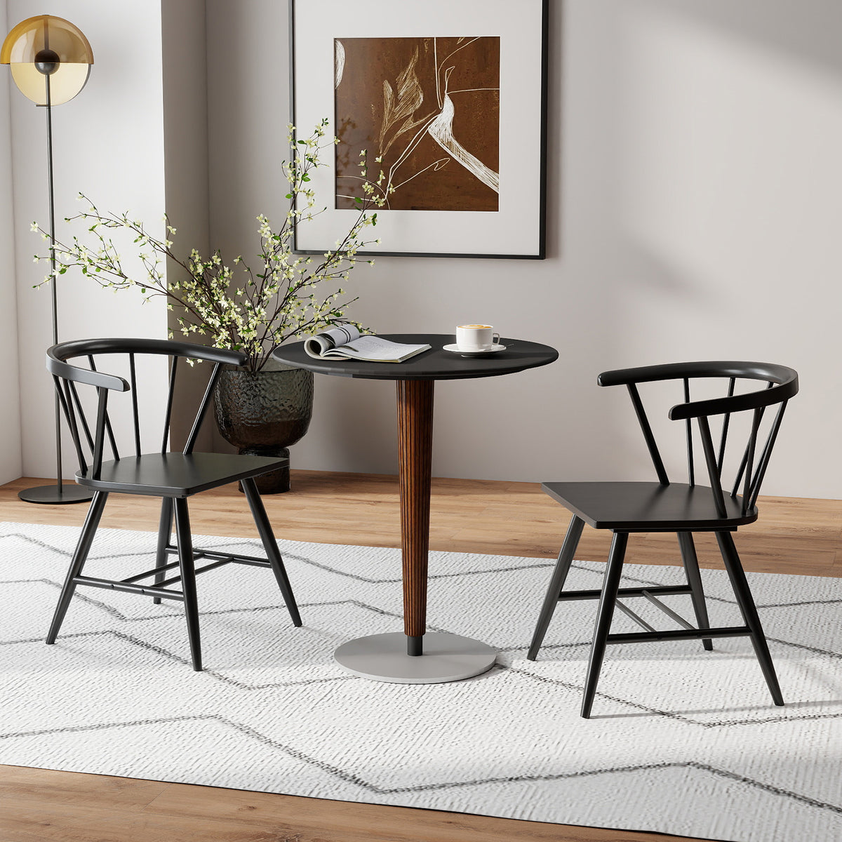 Windsor Dining Chair Set of 4, Black – Mid-Century Modern