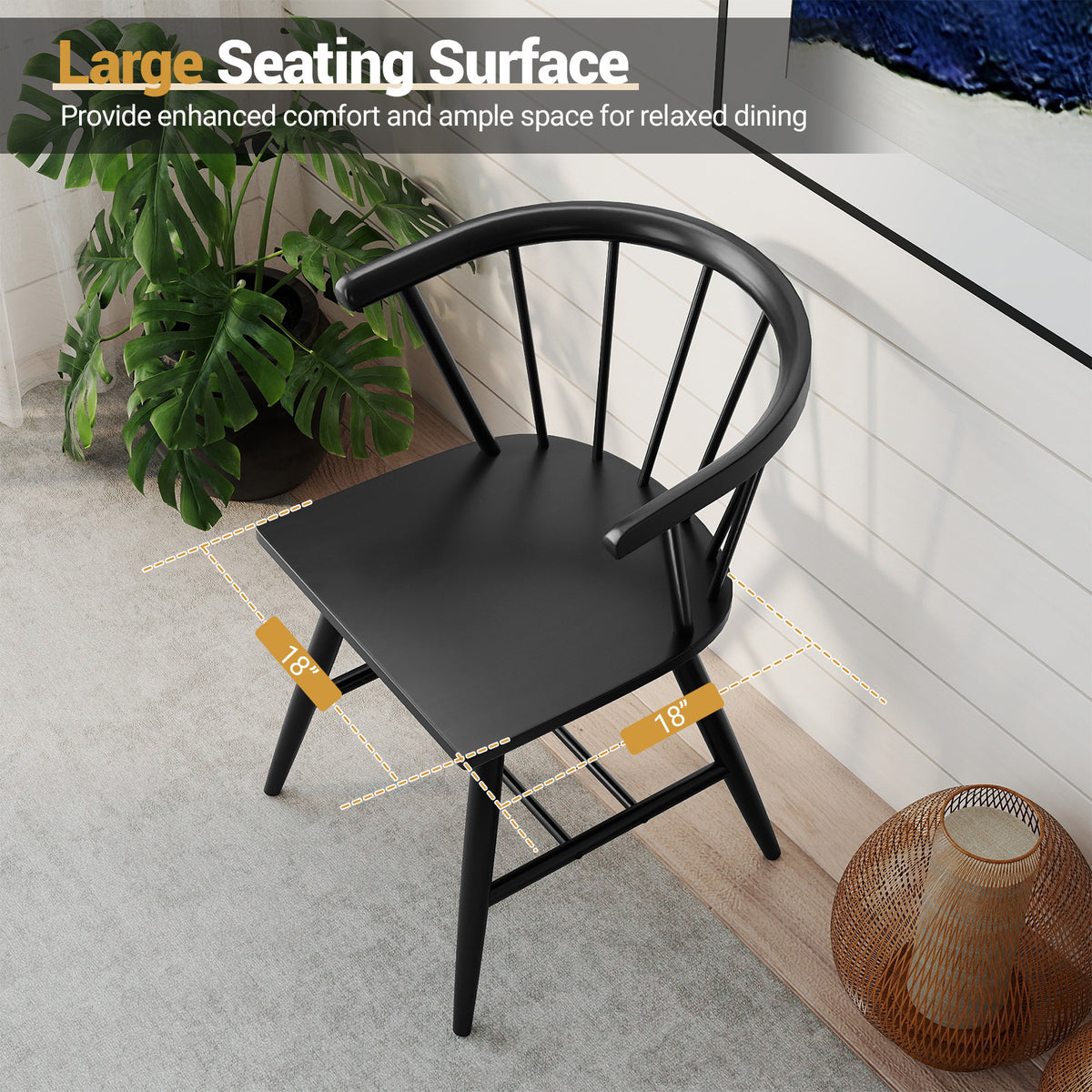 Windsor Dining Chair Set of 4, Black – Mid-Century Modern