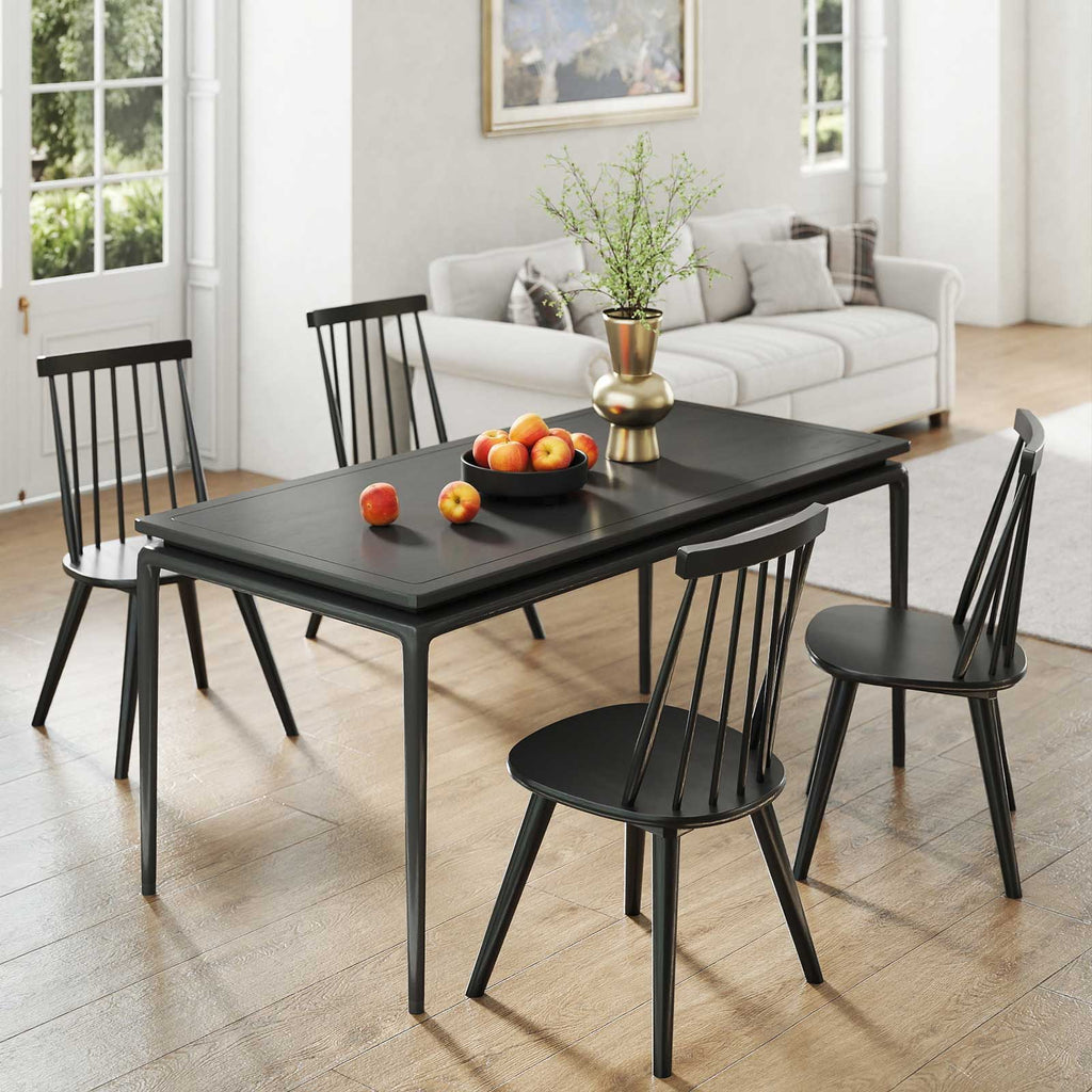 Windsor Dining Chair Set of 2, Black - Rubber Wood