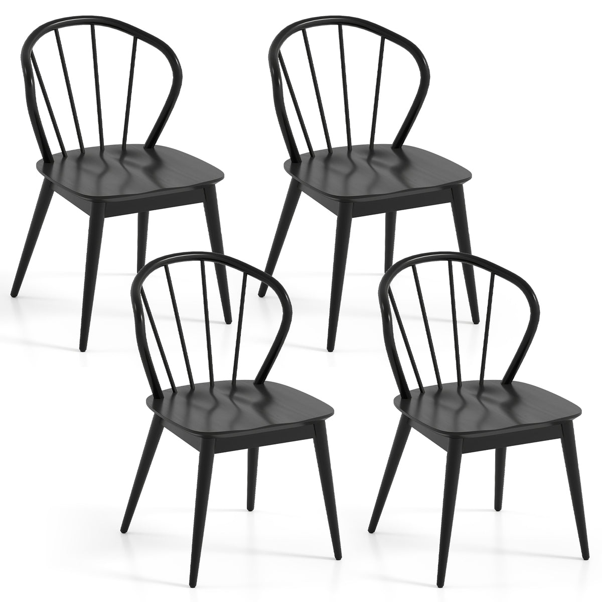 Windsor Dining Chairs Set of 4 – Black Spindle