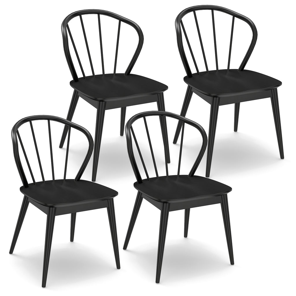 Windsor Dining Chairs Set of 4, Spindle Back - Black