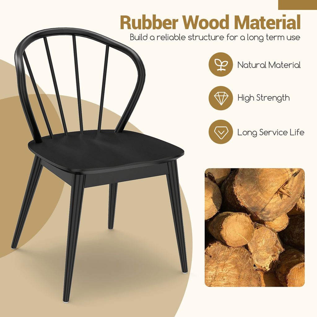 Windsor Dining Chairs Set of 4 – Black Spindle