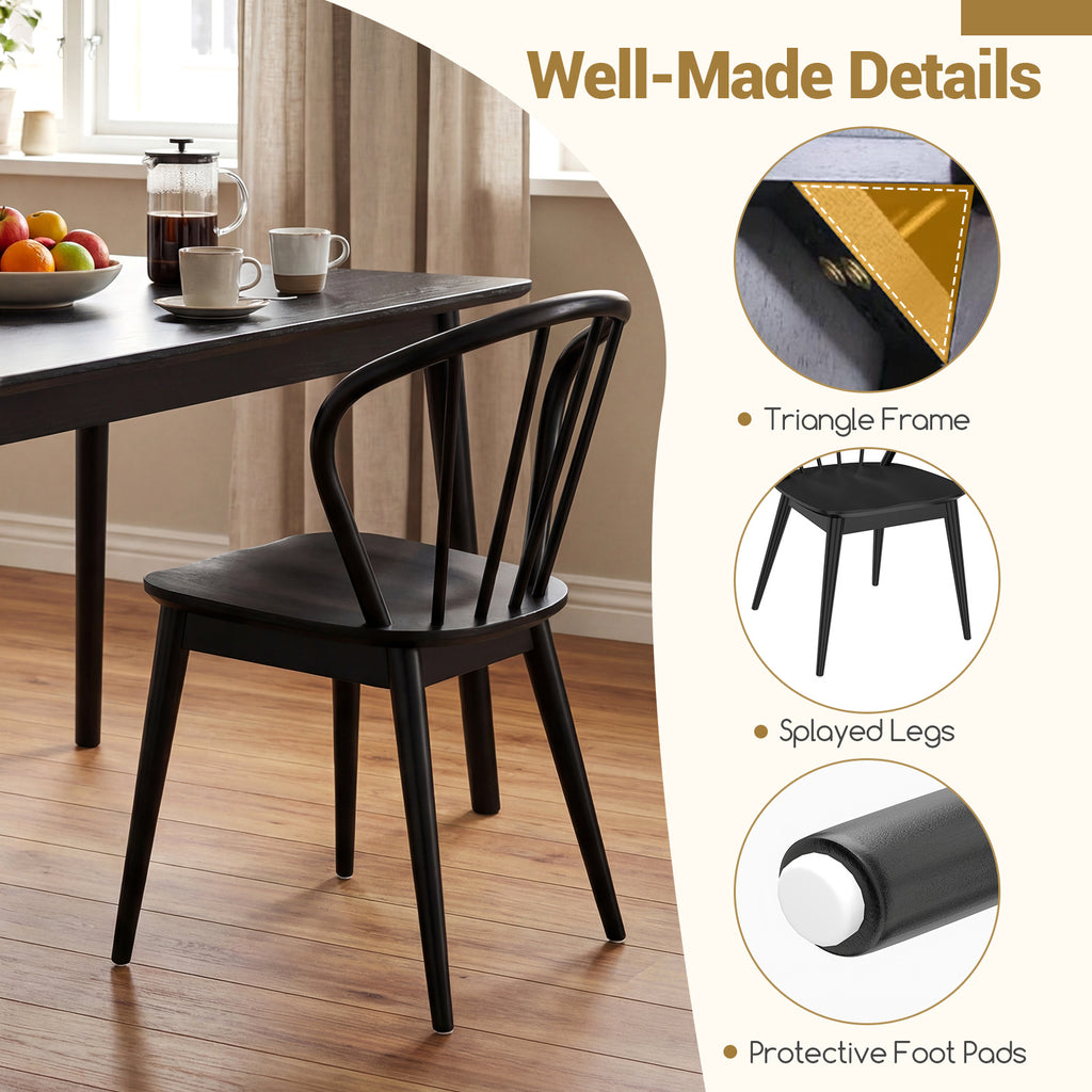 Windsor Dining Chairs Set of 4 – Black Spindle