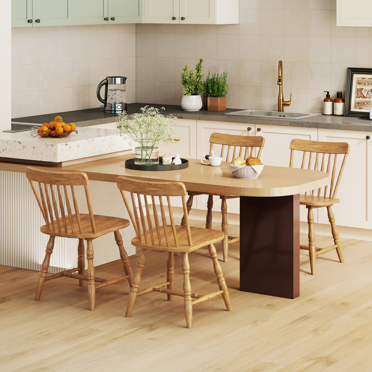 Windsor Dining Chairs Set of 2 with Spindle Back - Natural