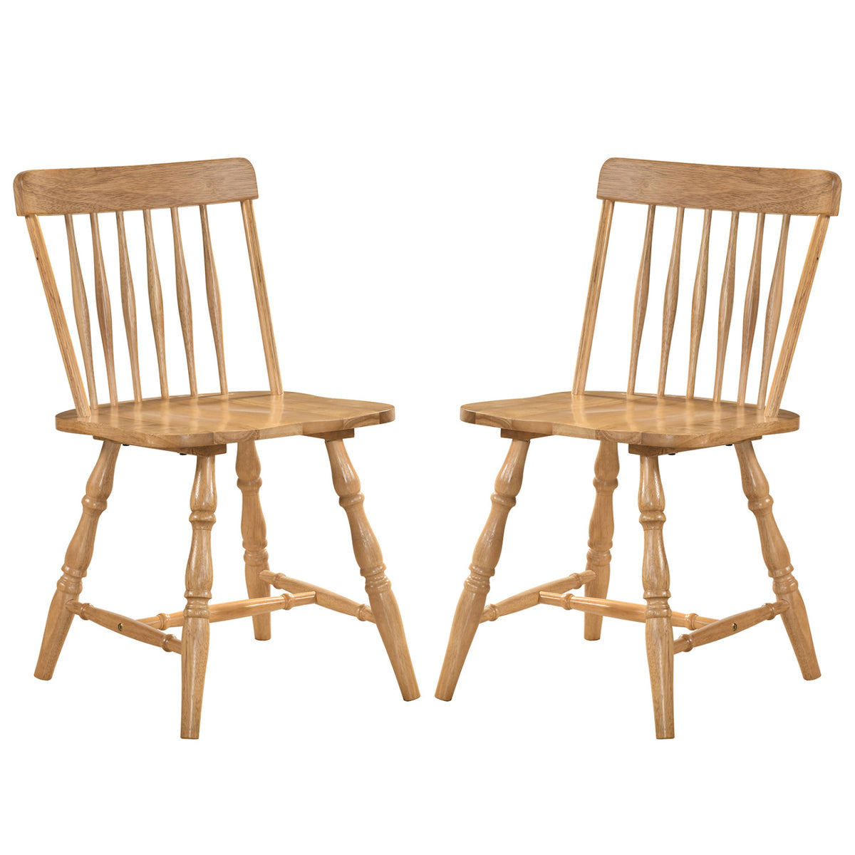 Windsor Dining Chairs Set of 2 with Spindle Back - Natural