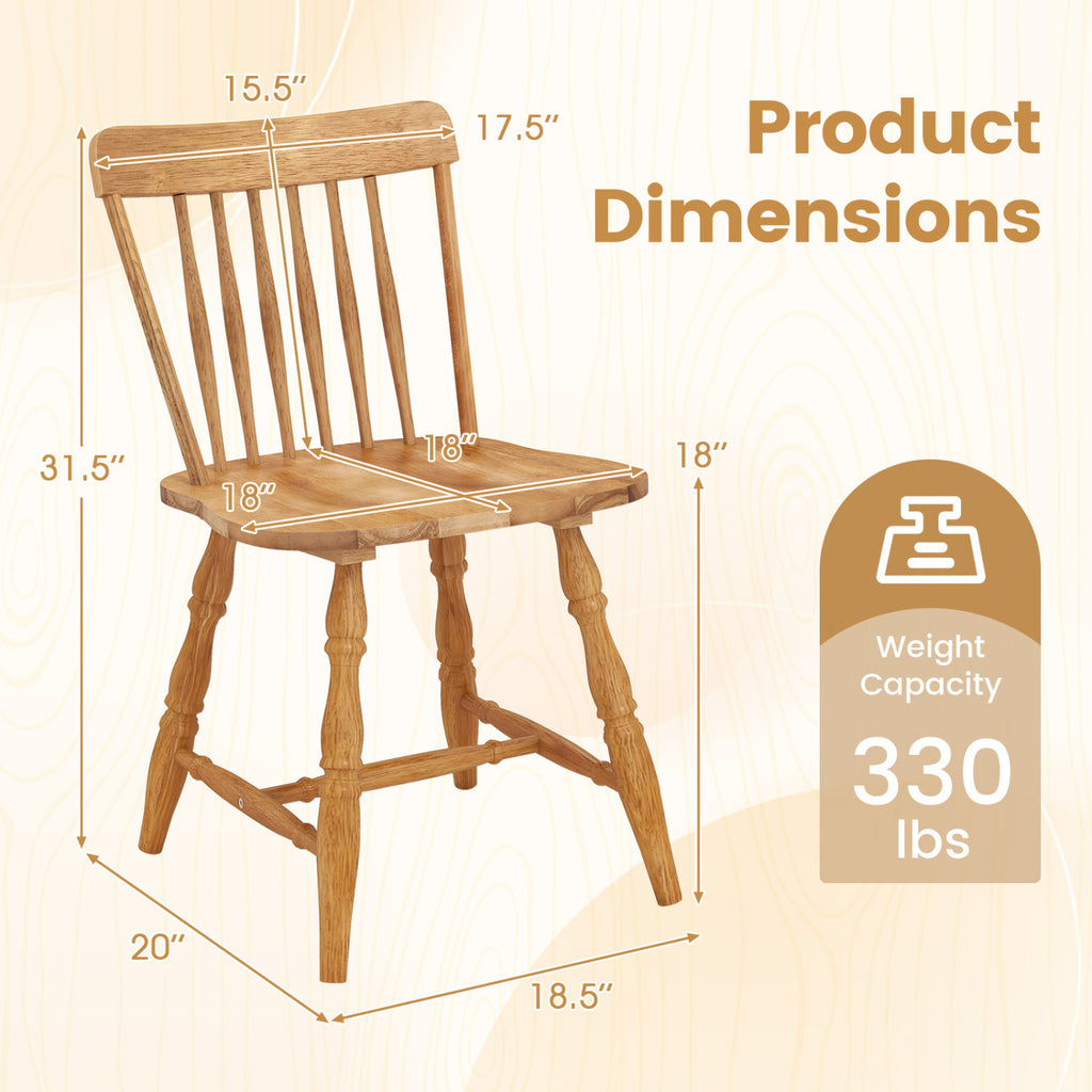 Windsor Dining Chairs Set of 2 with Spindle Back - Natural