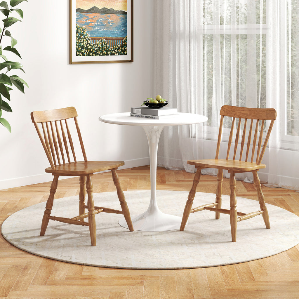 Windsor Dining Chairs Set of 2 with Spindle Back - Natural