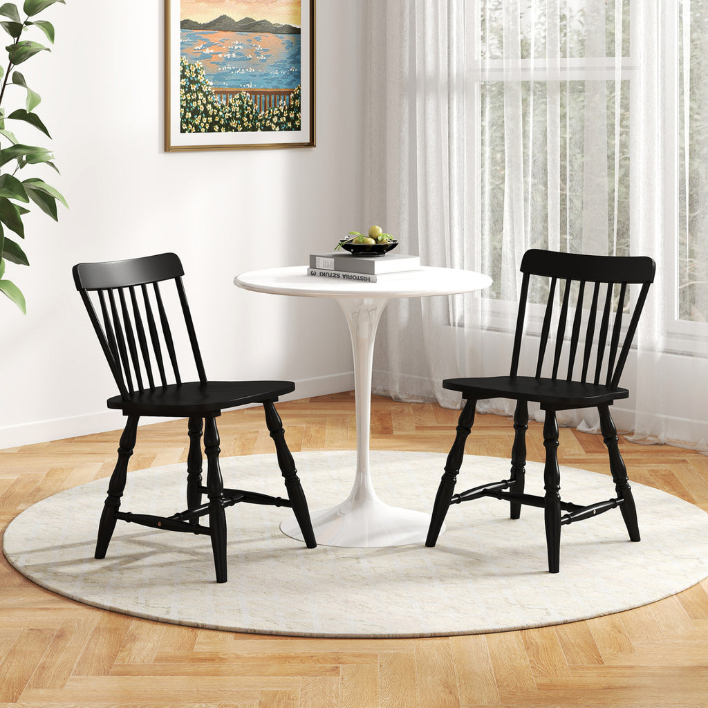 Windsor Dining Chairs Set of 2 with Spindle Back - Natural