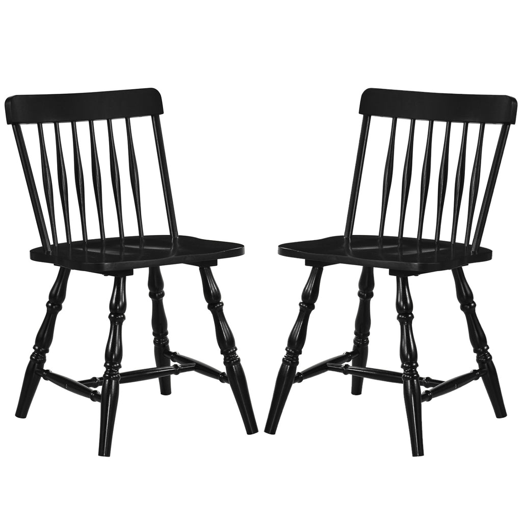 Windsor Dining Chairs Set of 2 with Spindle Back - Natural