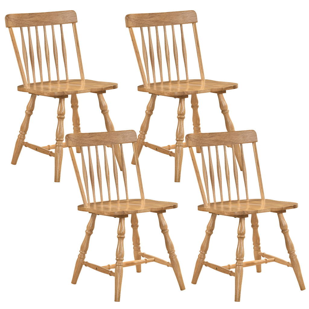 Windsor Dining Chairs Set of 4, Natural - Curved Spindle Back