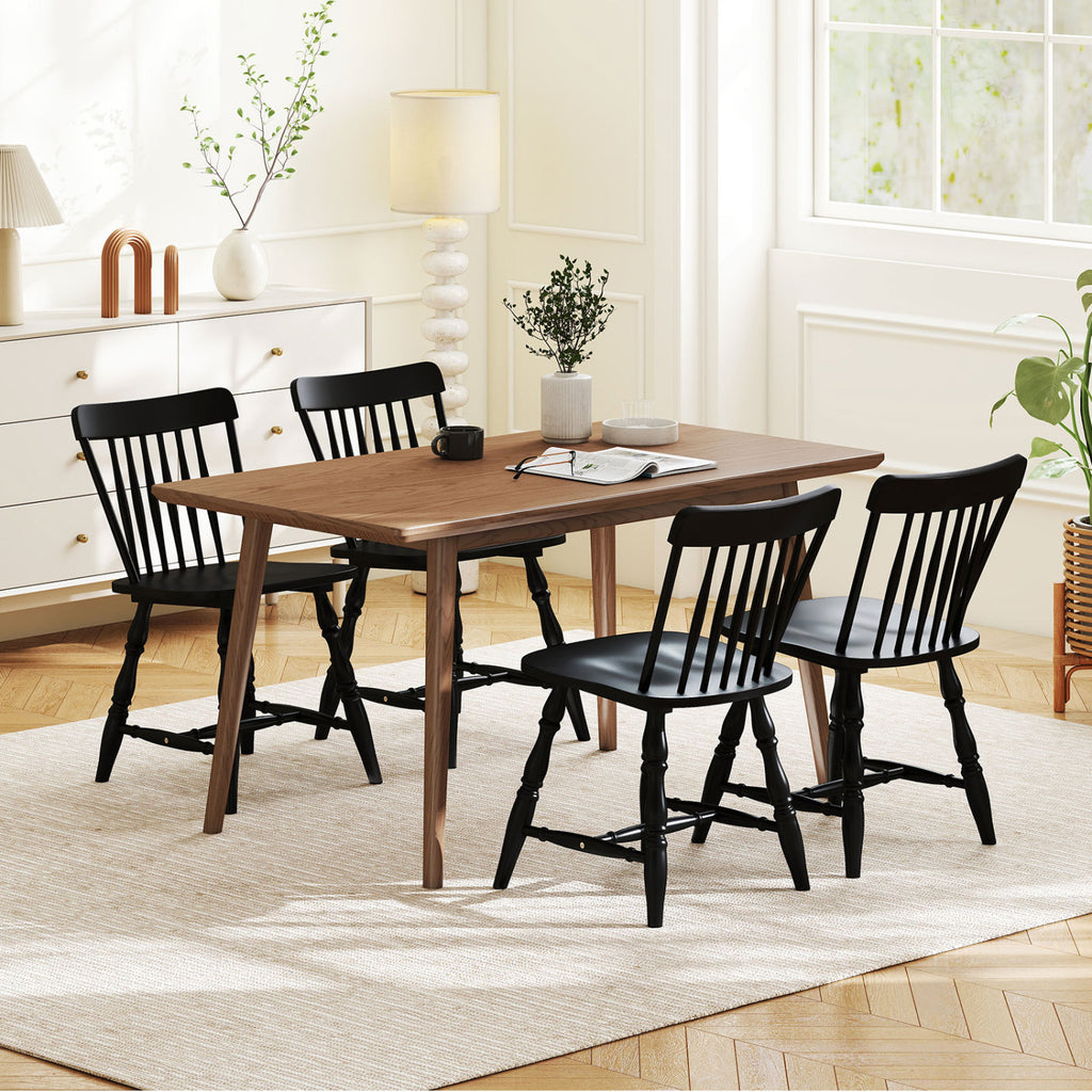 Windsor Dining Chairs Set of 4, Natural - Curved Spindle Back