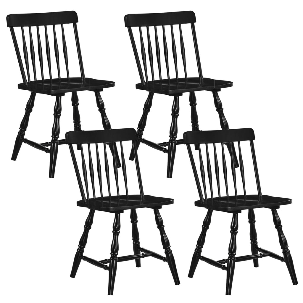 Windsor Dining Chairs Set of 4, Natural - Curved Spindle Back