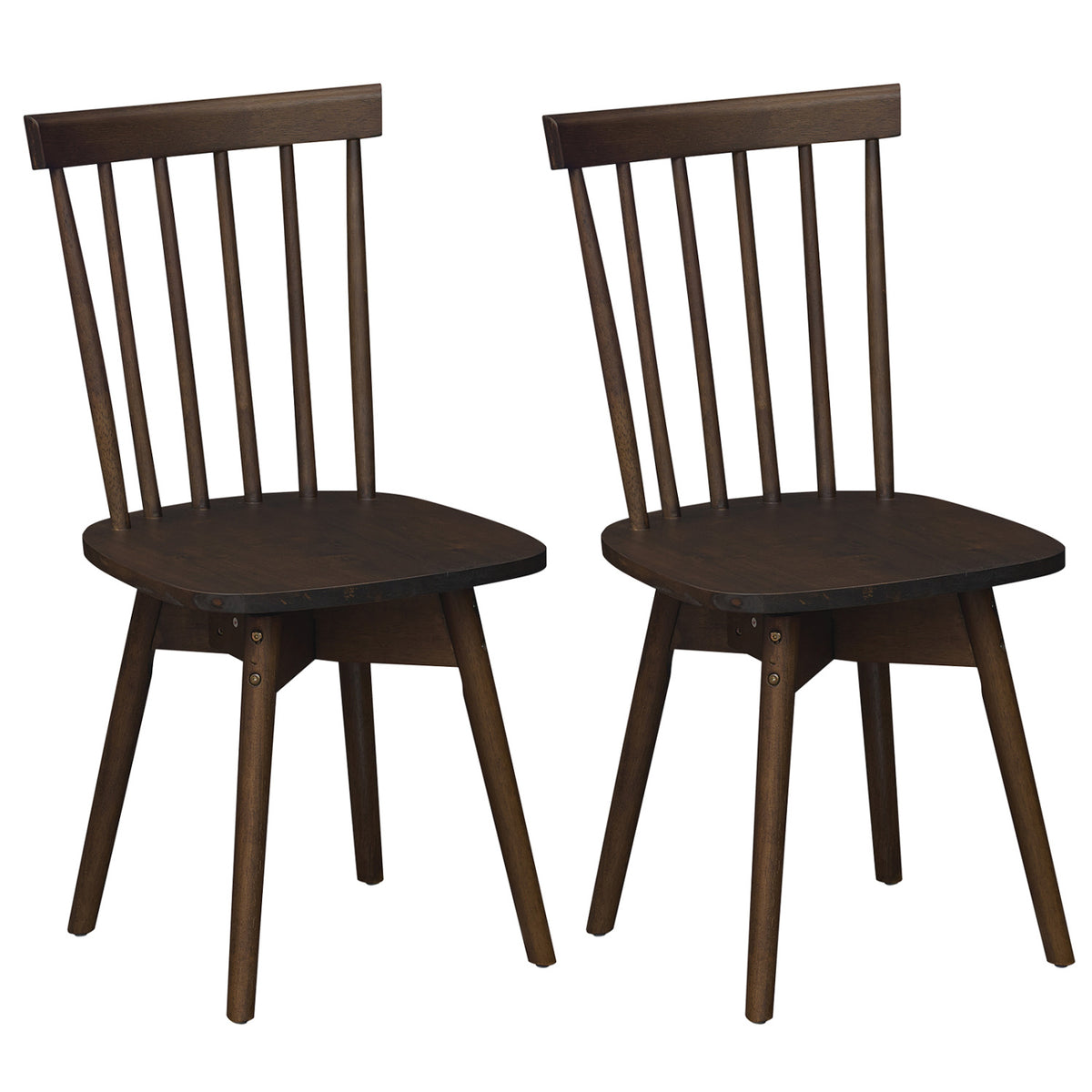 Windsor Dining Chairs Set of 2, Mid Century, Walnut