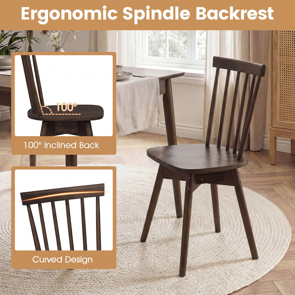 Mid Century Dining Chairs Set of 2, Walnut - Swivel Seat