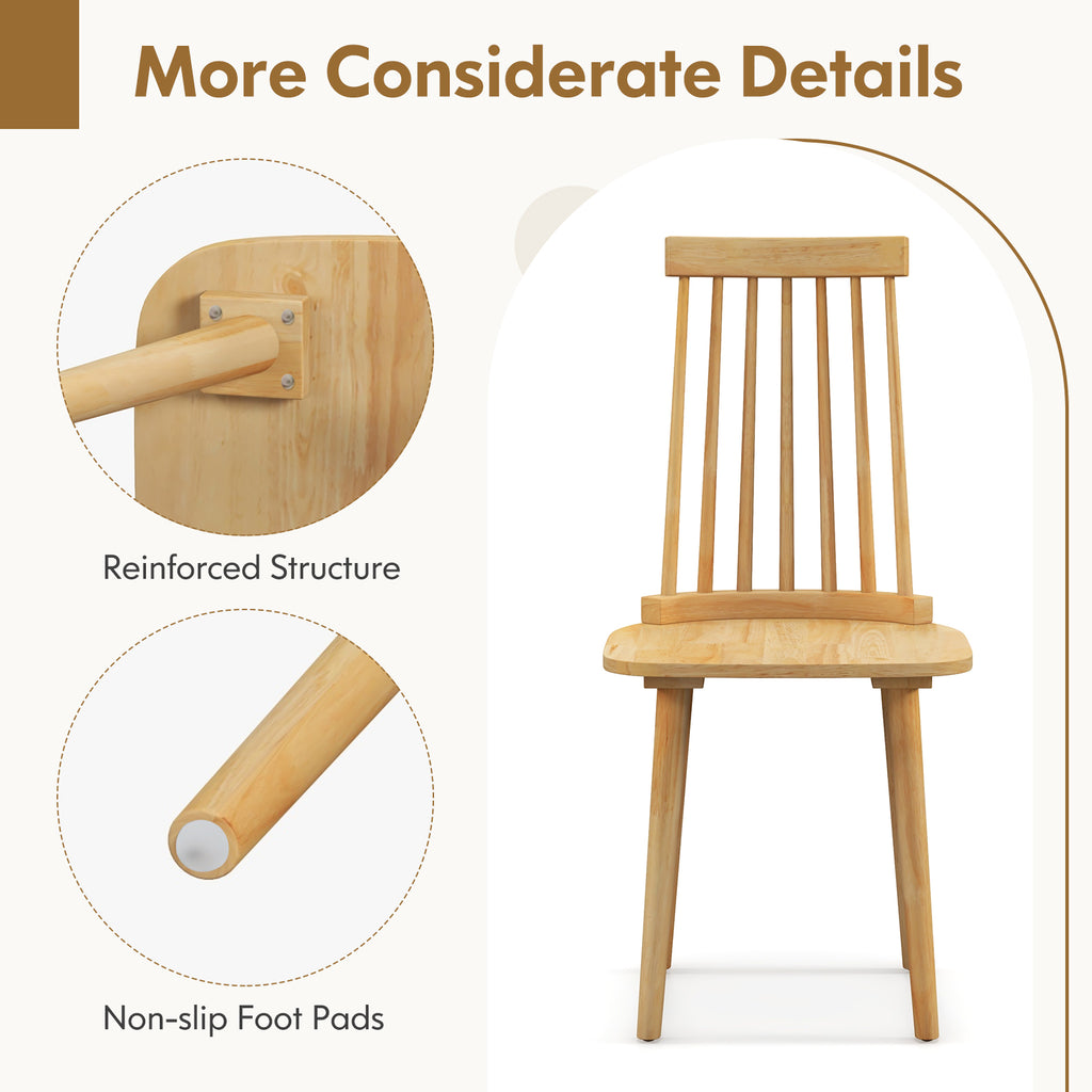 Dining Chairs Set of 2 - High Spindle Back, Natural Backrest