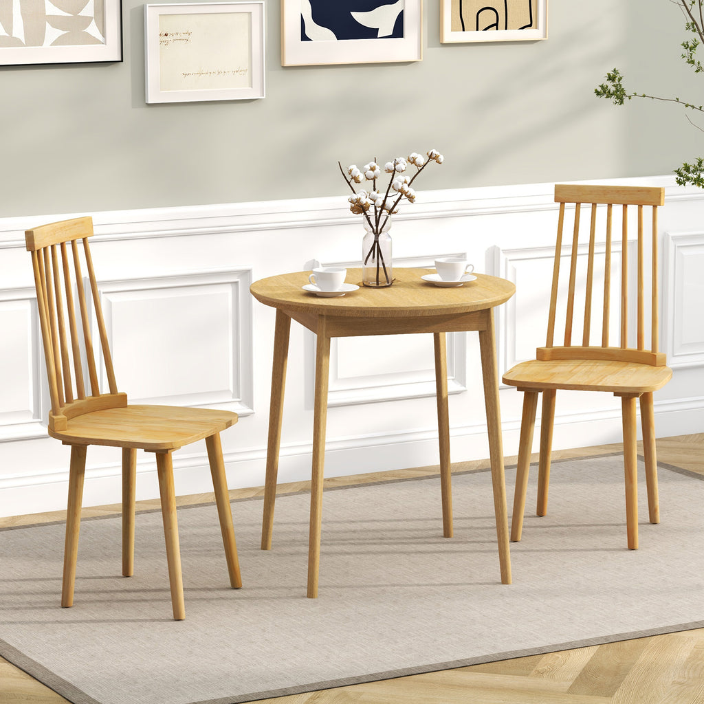 Dining Chairs Set of 2 - High Spindle Back, Natural Backrest