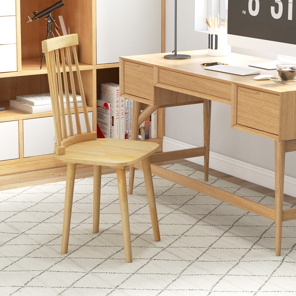 Dining Chairs Set of 2 - High Spindle Back, Natural Backrest