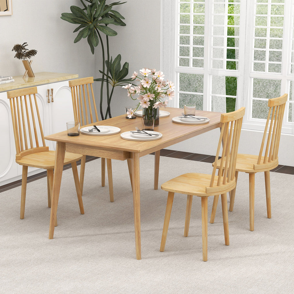 Dining Chairs Set of 2 - High Spindle Back, Natural Backrest