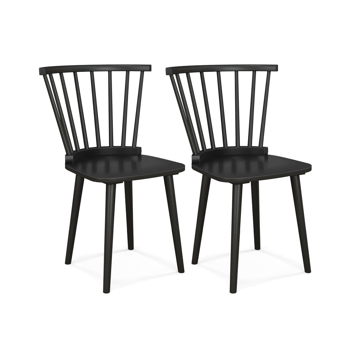 Dining Chairs Set of 2 Spindle Back Natural Wood - Wide Backrest