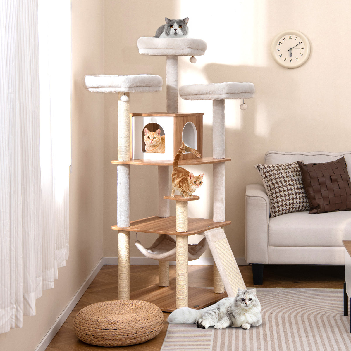 Natural 68-Inch Cat Tree with 3 Padded Perches Condo & Sisal Posts - Variation of THIS listing