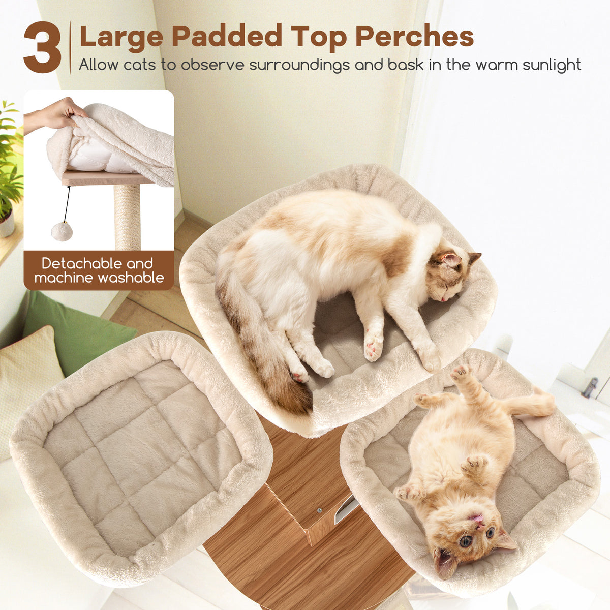 Natural 68-Inch Cat Tree with 3 Padded Perches Condo & Sisal Posts - Variation of THIS listing