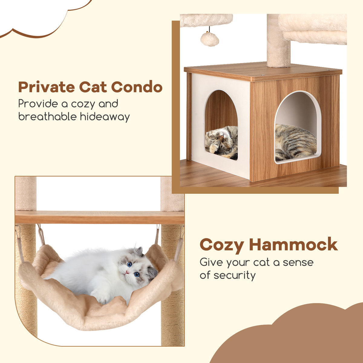 Natural 68-Inch Cat Tree with 3 Padded Perches Condo & Sisal Posts - Variation of THIS listing