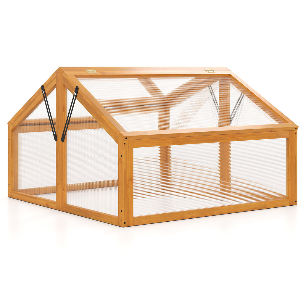 Wood Cold Frame Greenhouse with Transparent Roof – Style 2, Orange