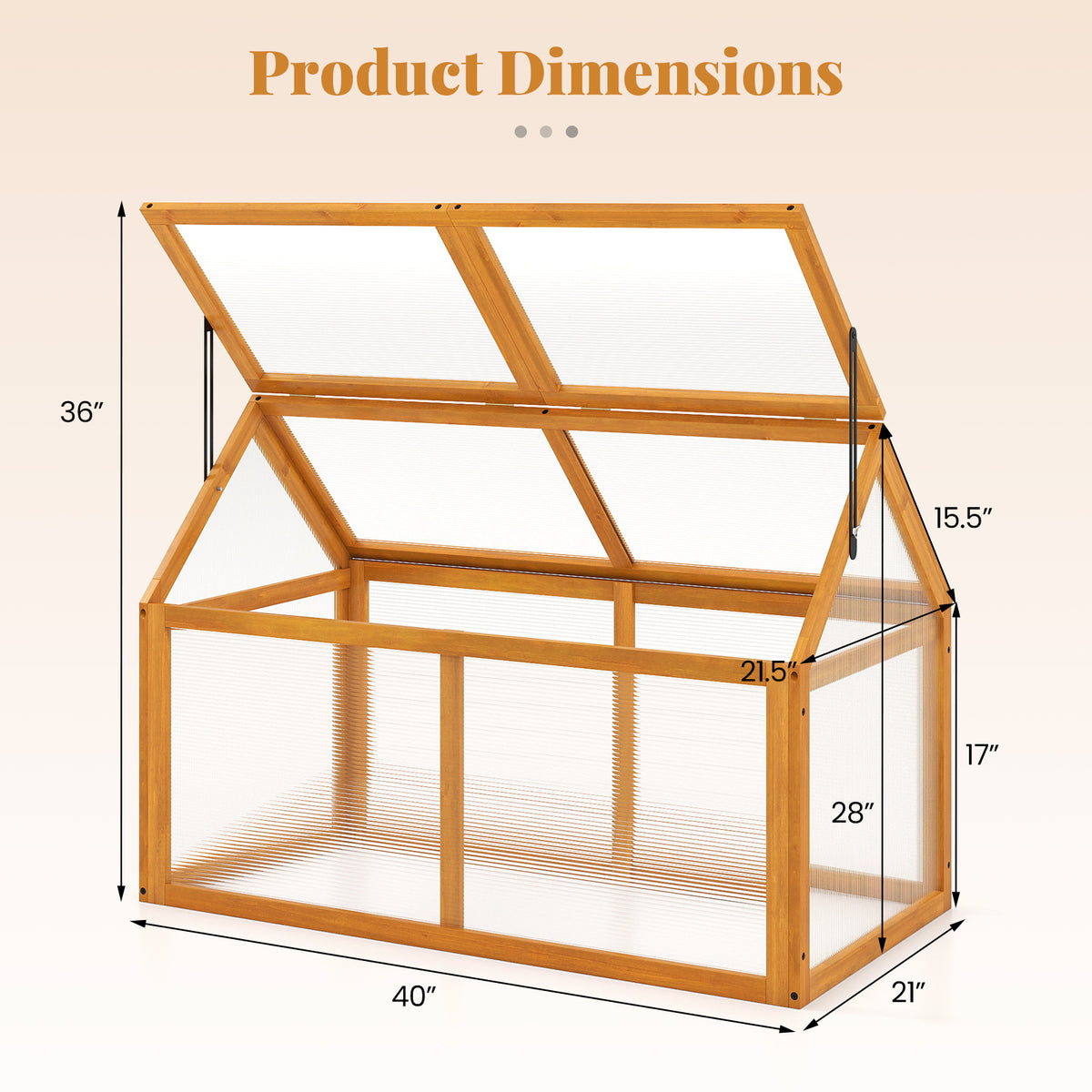 Wood Cold Frame Greenhouse Raised Flower Planter Protection with