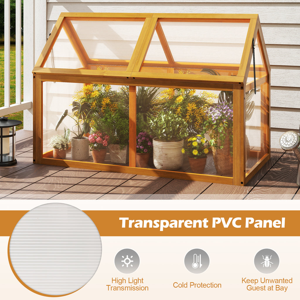 Wood Cold Frame Greenhouse Raised Planter - Style 1, Orange