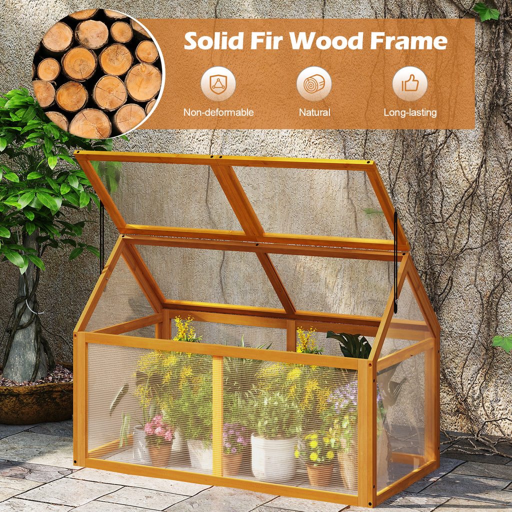 Wood Cold Frame Greenhouse Raised Flower Planter Protection with
