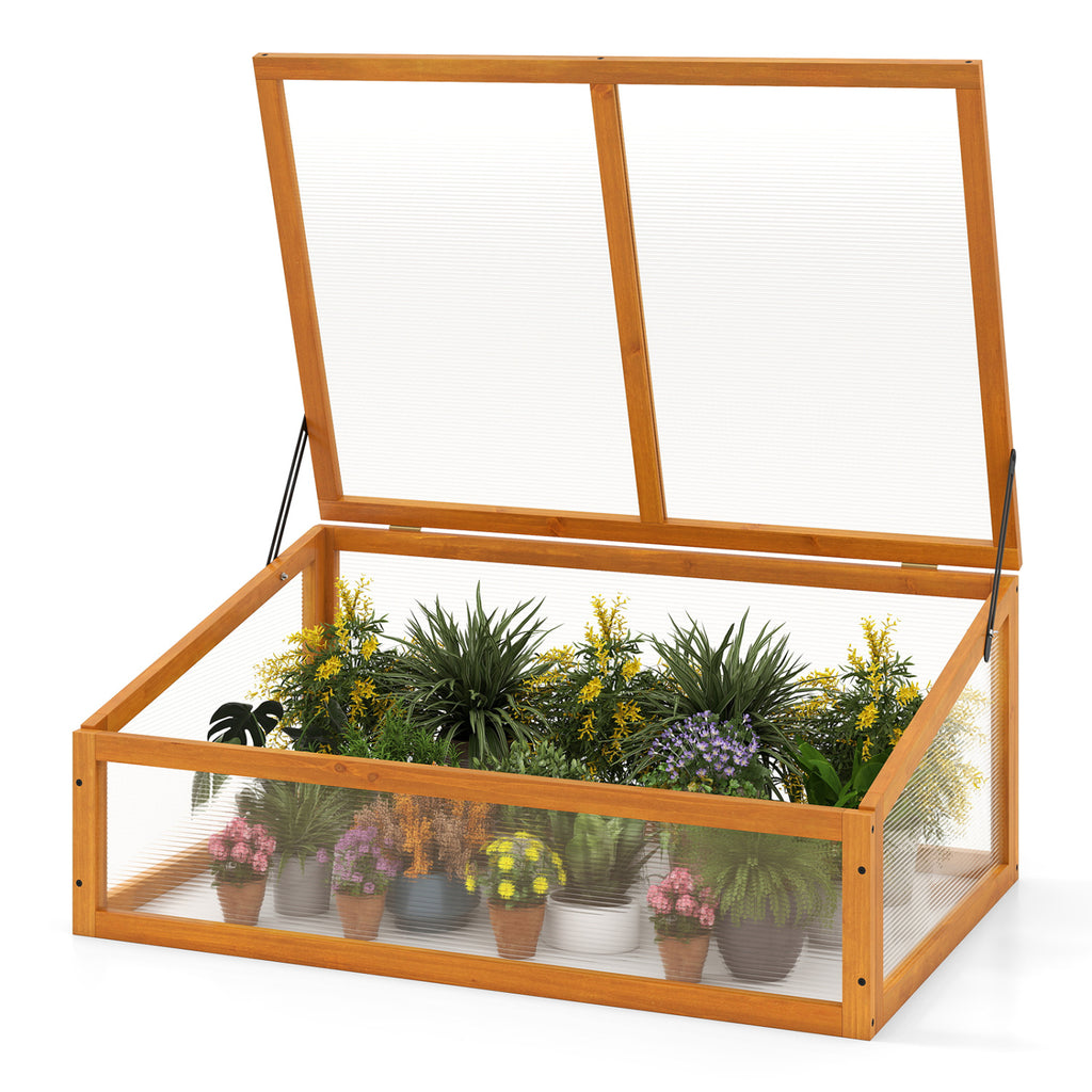 Wood Cold Frame Greenhouse Raised Planter Bed Protection with