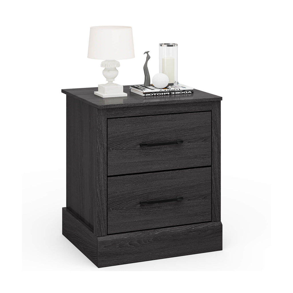 Wood Nightstand with 2 Storage Drawers - Dark Gray