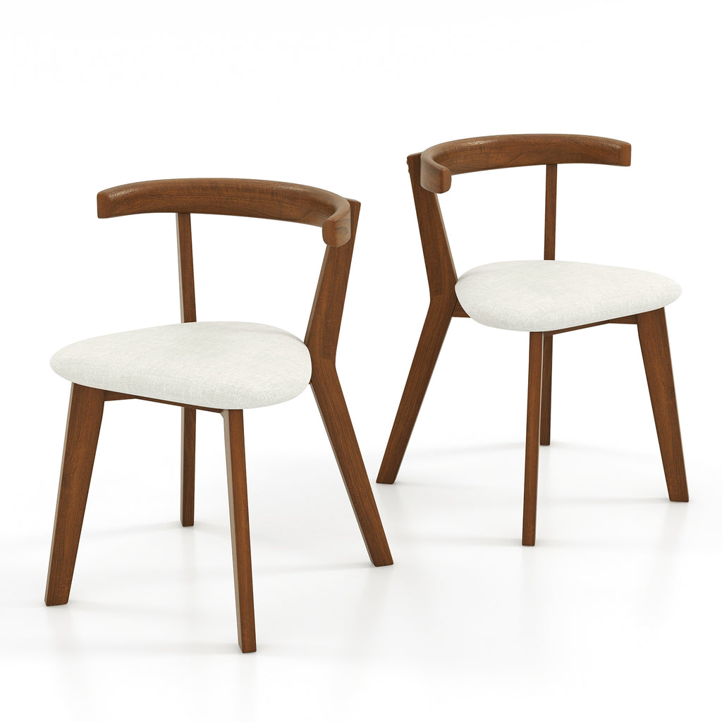 Wood Dining Chair Set of 2 with Padded Seat - Walnut