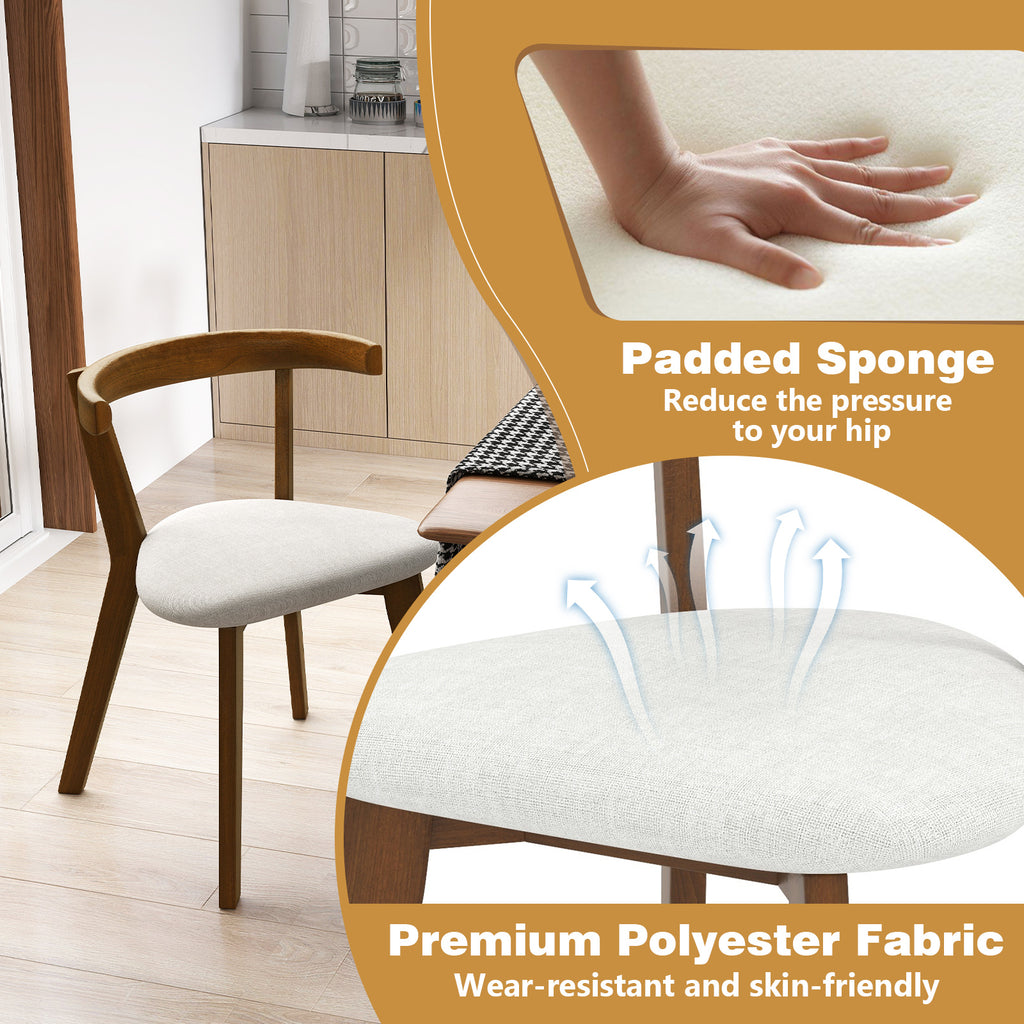 Wood Dining Chair Set of 2 with Padded Seat - Walnut