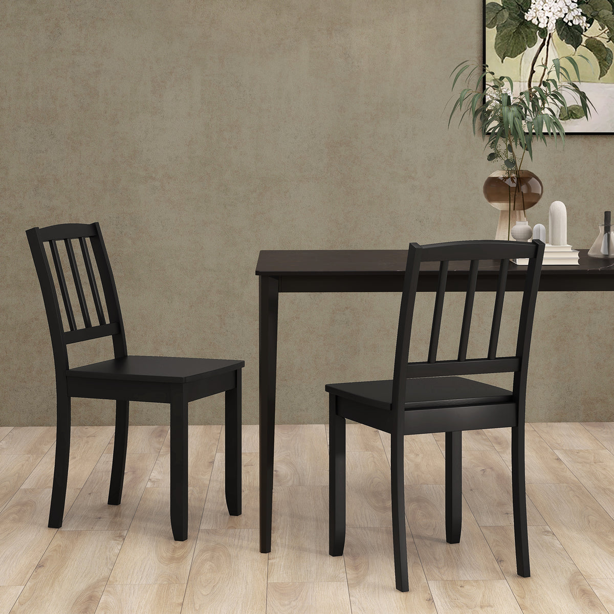 Wood Dining Chair Set of 2 - Black