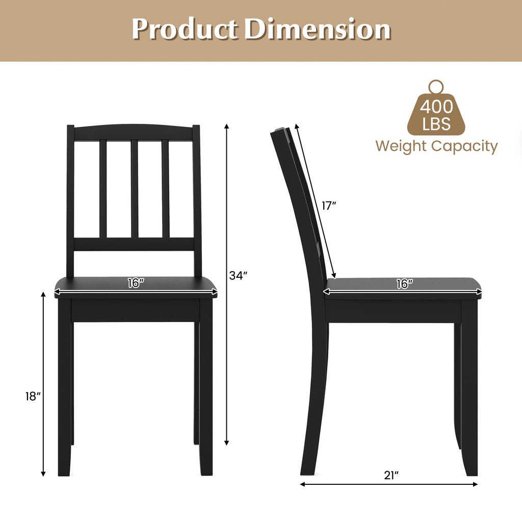 Wood Dining Chair Set of 2 - Black