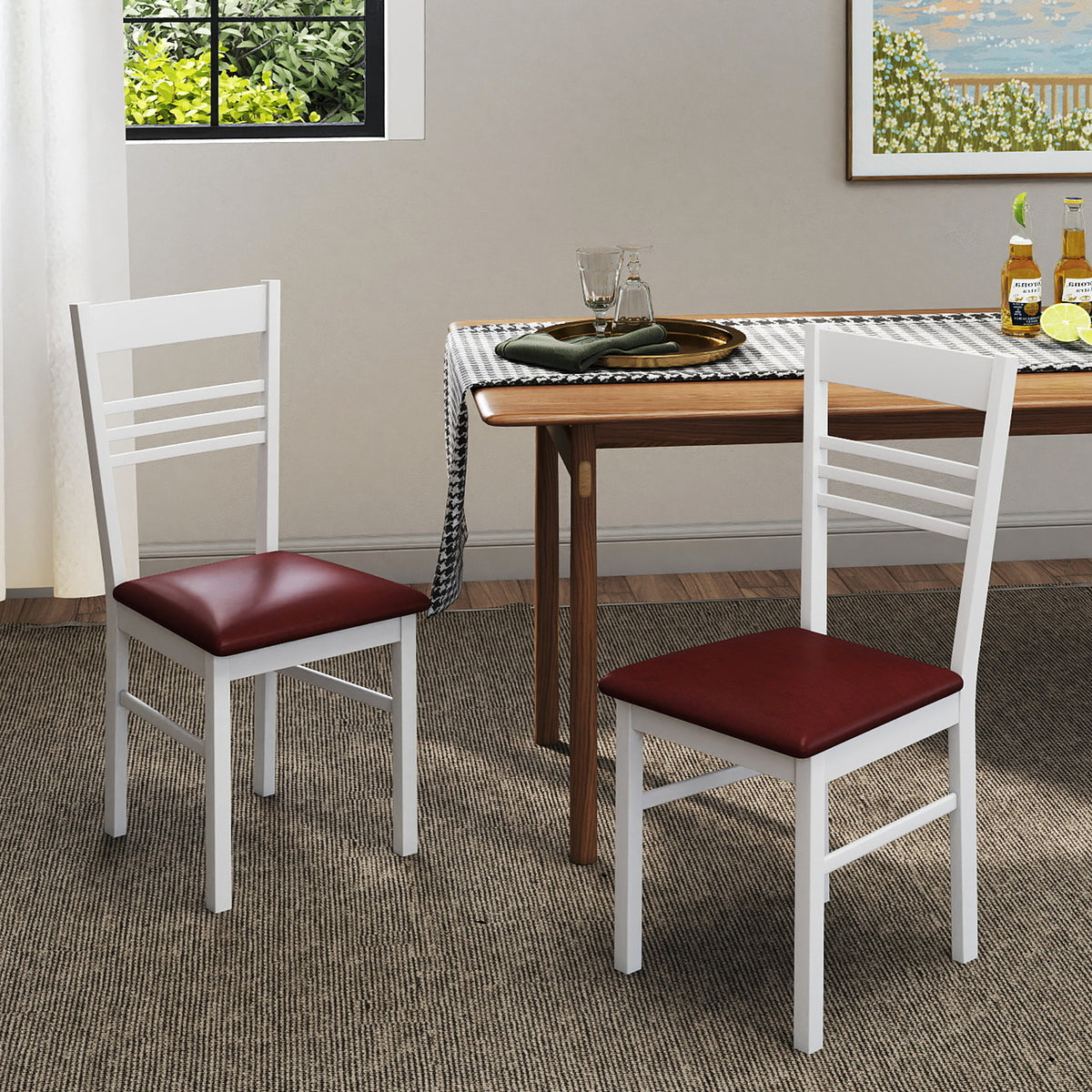 Wood Dining Chairs Set of 2, White - Horizontal Slat Back